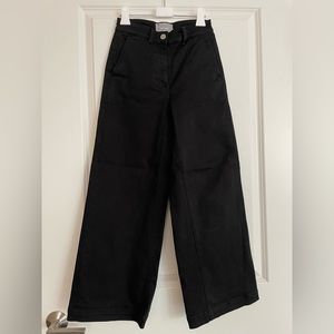 Everlane The Wide Leg Crop Pant, Black, Size 00